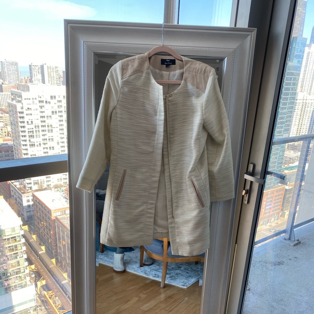 Cream and metallic long blazer.